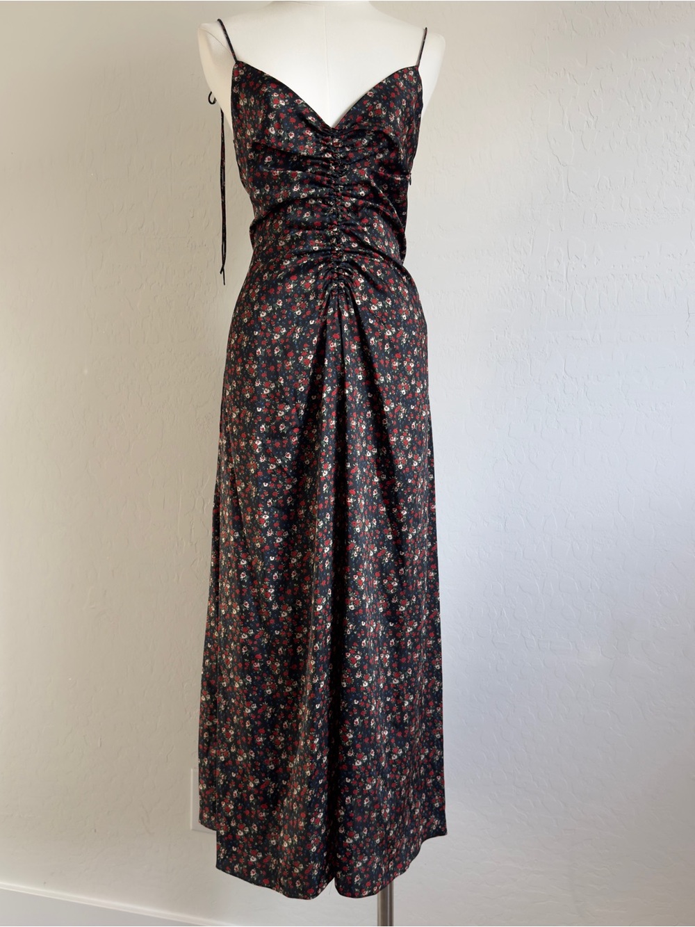 Sandro Floral Ruched Midi Dress